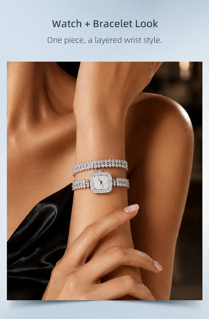 Sotoiru Square Luxury Diamond Watch For Women Silver Quartz Wristwatch Bling Bling Jewelry Zircon Wrap Watches Female Clock 2026