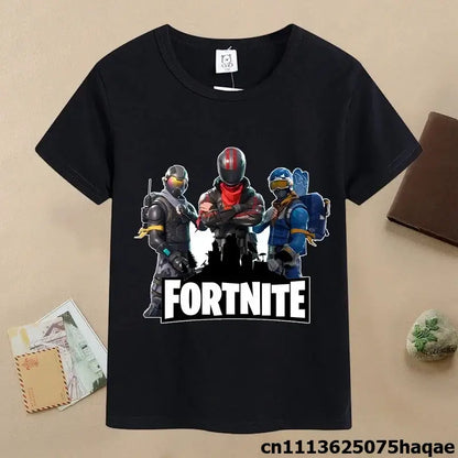 Summer Fortnites Children T-shirt Cartoon Game Figure Printed T-shirt Boys Casual Sports T-shirt Short Sleeves Kids Clothing