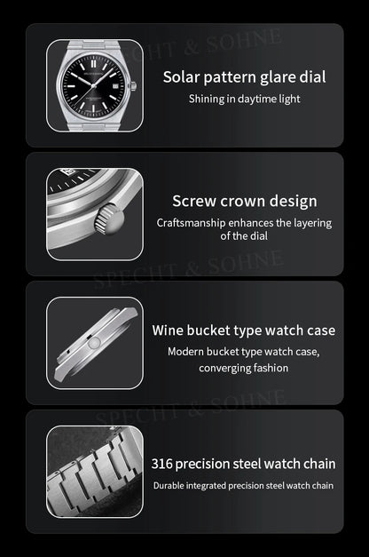 2025 New Arrivals Specht&Sohne Men's Watches Stainless Steel Sapphire Classic Quartz Men Watch Relogio Masculino 100M Waterproof