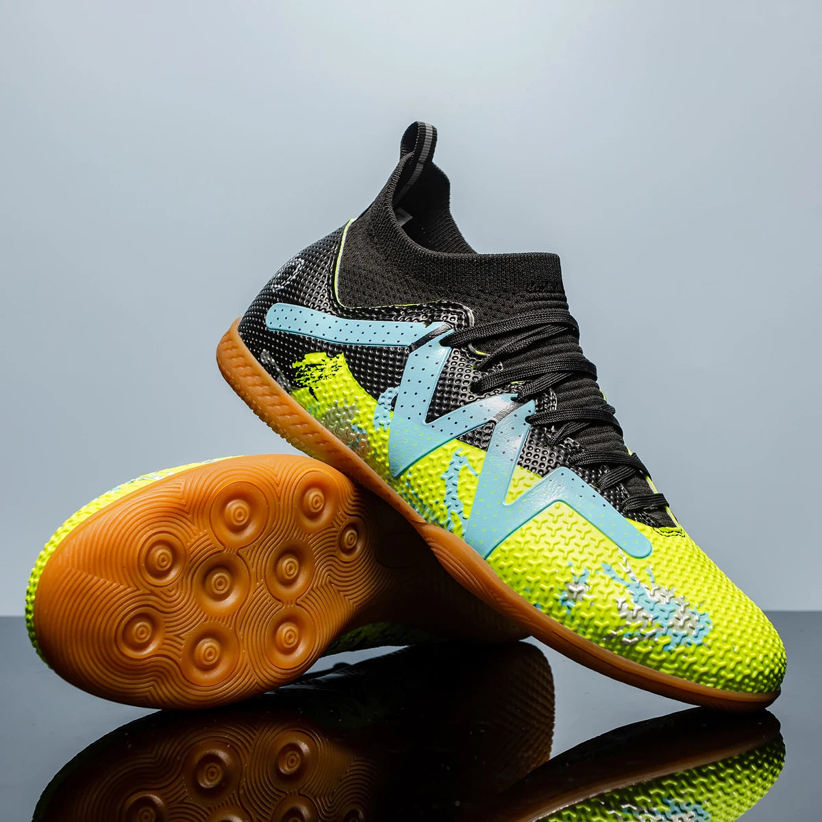 Chaussures de football de sport pour homme, à semelle plate, d'intérieur, montantes pour adultes, résistantes à l'usure, chaussures d'entraînement, pour adolescents, antidérapantes