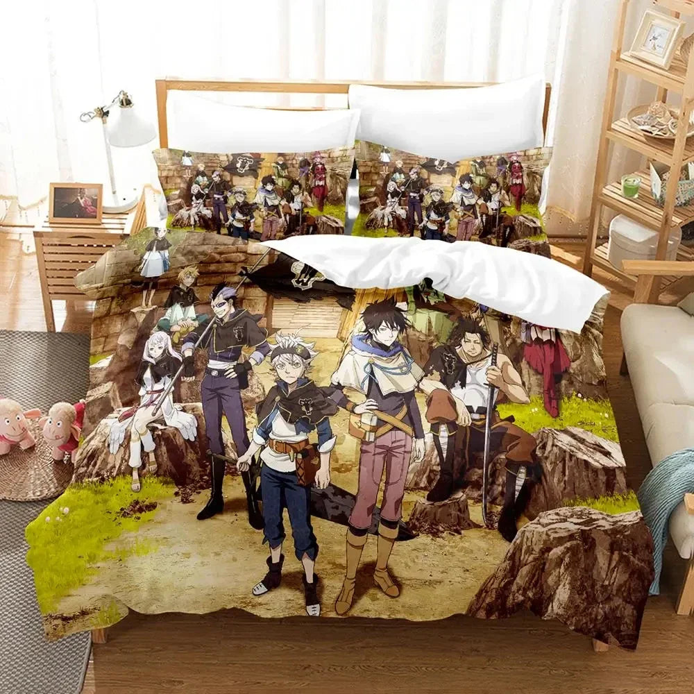 Black Clover Bedding Set Single Double Full Queen King Size Anime Duvet Cover Set For Adults Boys 2024 Quilt Cover Pillowcase