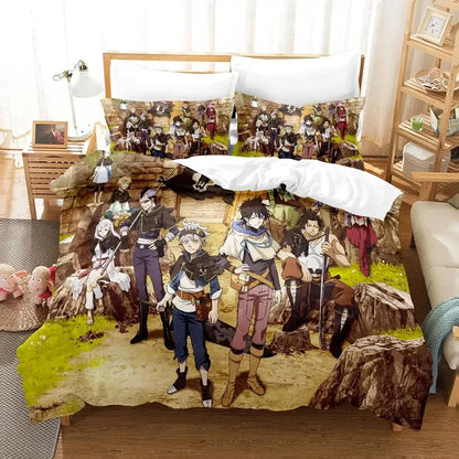 Black Clover Bedding Set Single Double Full Queen King Size Anime Duvet Cover Set For Adults Boys 2024 Quilt Cover Pillowcase
