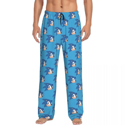 Custom Print Men's Soniced Pajama Pants Hedgehog Game Sleepwear Sleep Lounge Bottoms with Pockets