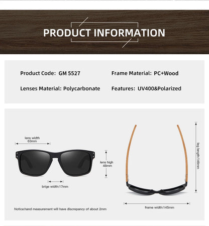 XSW Brand Design Bukové dřevo Ručně vyráběné sluneční brýle Pánské polarizované brýle Outdoorové sluneční brýle pro řízení Zesílený pant 5527