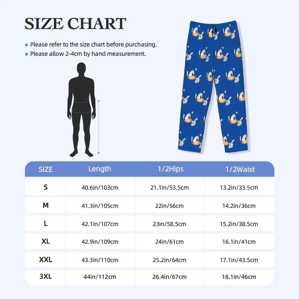 Custom Print Men's Soniced Pajama Pants Hedgehog Game Sleepwear Sleep Lounge Bottoms with Pockets