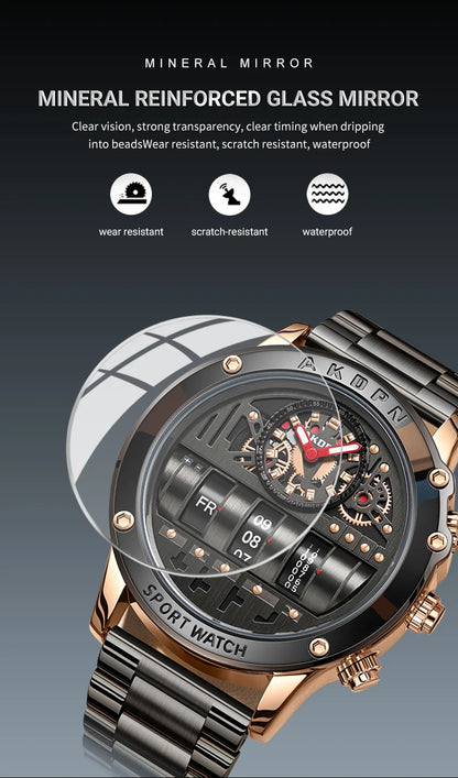 Luxury Electronic Quartz Watch For Men Business Watches Male Creative Men WristWatch Unique Rotate Date Leather Strap Watches