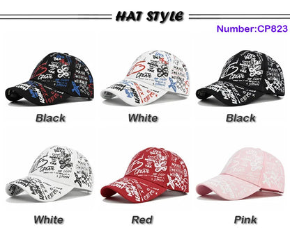 Cappellino da baseball unisex alla moda con stampa graffiti - Cappellino alla moda con visiera dipinta a colori vivaci