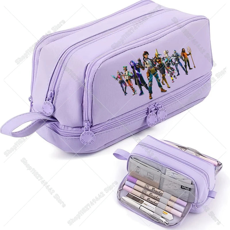 Žaidimų ir anime stiliaus Fortnites mokinio penalas, mielas penalas berniukams ir mergaitėms, didelės talpos nailoninis penalas rašikliams, mokyklinės kanceliarinės prekės vaikams
