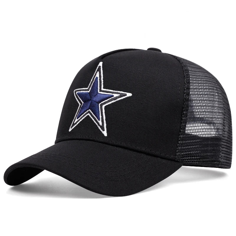 Prosta symboliczna pięcioramienna gwiazda Haftowana czapka baseballowa na świeżym powietrzu Letnia czapka z siateczką w stylu hip-hopowym Czapka typu trucker