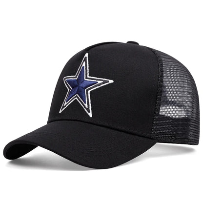 Prosta symboliczna pięcioramienna gwiazda Haftowana czapka baseballowa na świeżym powietrzu Letnia czapka z siateczką w stylu hip-hopowym Czapka typu trucker