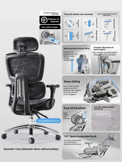 Ergonomic Office Chair with Lumbar Support, Adjustable Height Gaming Chair, Comfortable Computer Chair with Swivel Recliner Design for Home & Office
