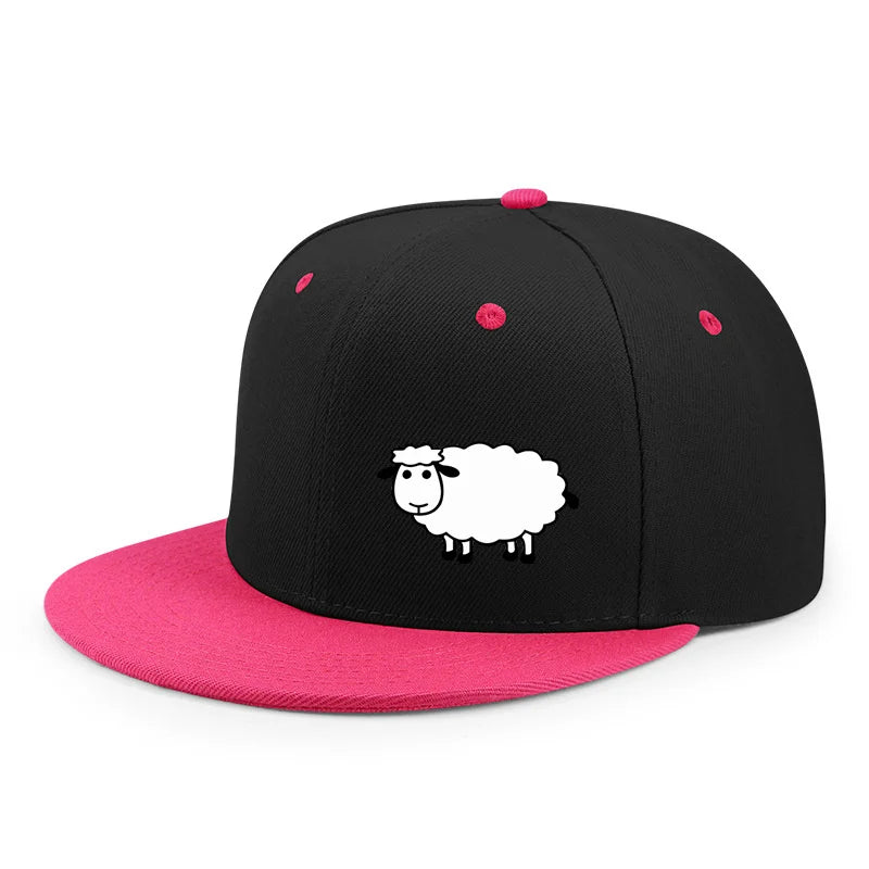 Unisex-Baseballkappe mit verstellbarem Riemen – Streetstyle-Kappe mit flachem Schirm und Schafsmuster – Lässige, vielseitige und personalisierbare Kappe