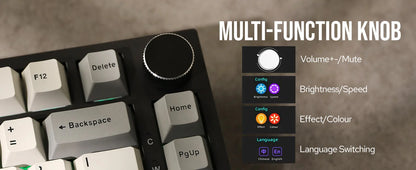 Ajazz AK820 Pro 75% mechanische Tastatur mit Gasket-Mount, Bluetooth 5.1/2.4G, kabellos/kabelgebunden, mit TFT-Bildschirm für Mac/Win