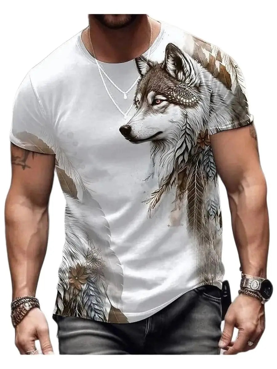 Summer Wolf Animal 3D Print T-Shirts Men Women Hip-hop Short Sleeve T Shirt Casual Oversized Harajuku Y2K Tops Tees Men Clothing