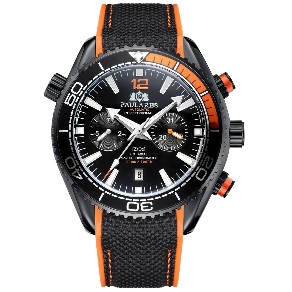 Classic Luxury Men Automatic Watch Multifunction Mechanical Wristwatch Rubber Strap Waterproof Week Date Watches Reloj Hombre