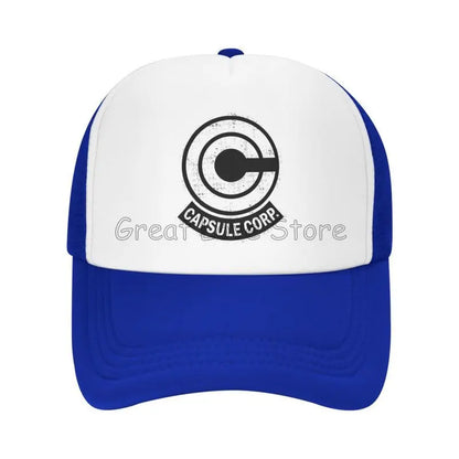Capsule Corp Mesh Baseball Caps Unisex Hip-Hop Trucker Hat Anime DBZ Dad Hat Adjustable Racing Cap Summer Trucker Snapback Hats