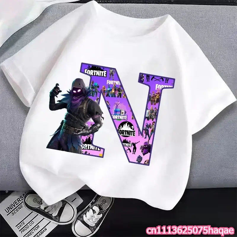 New Fortnites Kids T-shirts Cartoon Letter Graphic T-shirts Boys Girls Summer Casual Sports Short Sleeves Tops Children Clothing