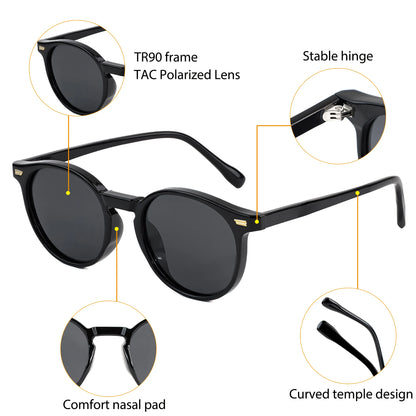 HBK Fashion polarizované sluneční brýle pro muže, kulatý rám TR90, módní sluneční brýle pro ženy, na řízení, sportovní, UV400, Lunette De Soleil Homme