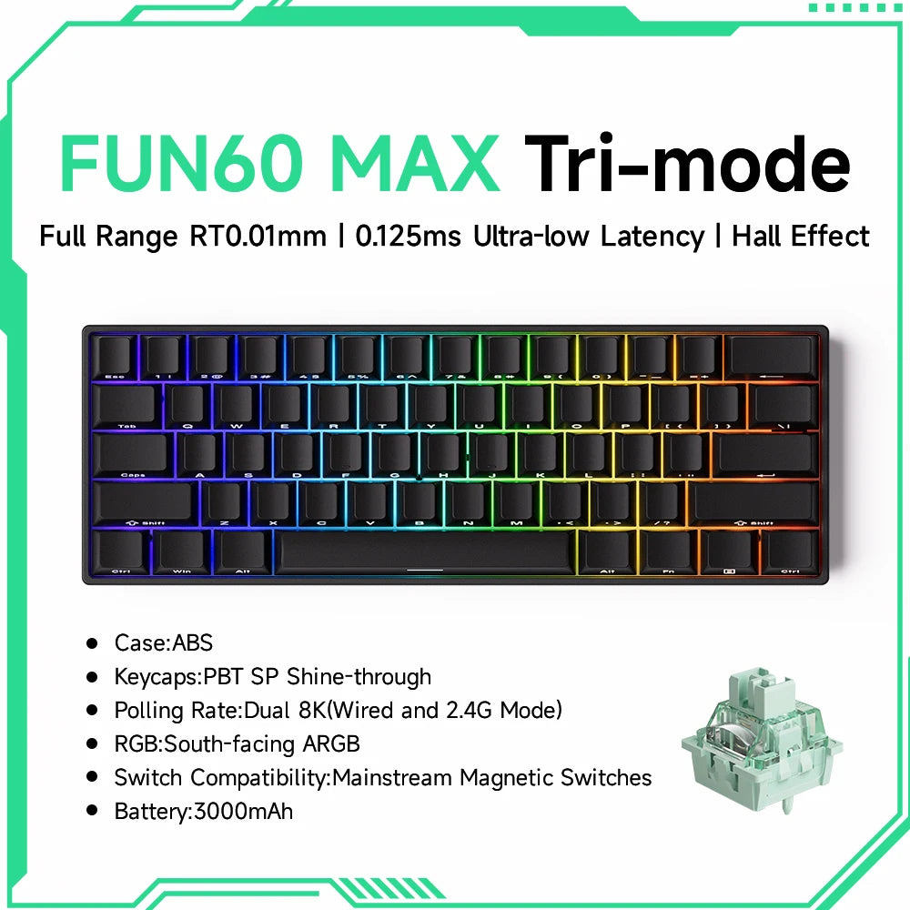 Akko MonsGeek FUN60 PRO&MAX HE Machanical Keyboard Magnetic Switch 60%  Gaming Keyboard Rapid Trigger 8K Custom Keyboard