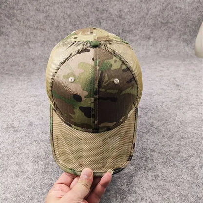 Atmungsaktive Sommer-Baseballkappe aus Mesh für Herren, für große Kopfgrößen, verstellbar, Freizeitkappe, Camouflage-Design, Outdoor-Dschungelkappe, Herren, 62 cm