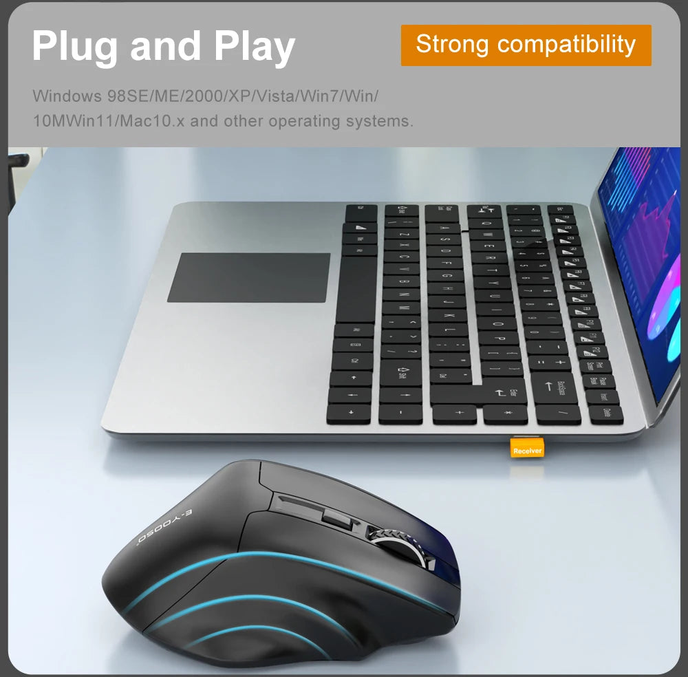 E-YOOSO X-31 Pro USB гейминг мишка с голяма опора, Bluetooth 2.4G безжична връзка, PAW3212, 4800 DPI, за геймъри, компютър, лаптоп и PC