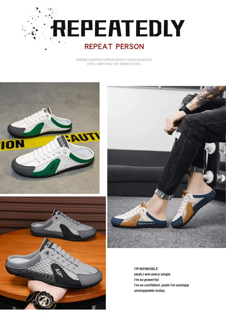 Sapatilhas desportivas casuais slip-on com atacadores para homem, em malha respirável, unissexo, para primavera e outono, corte baixo, sola plana e calçar rápido e fácil