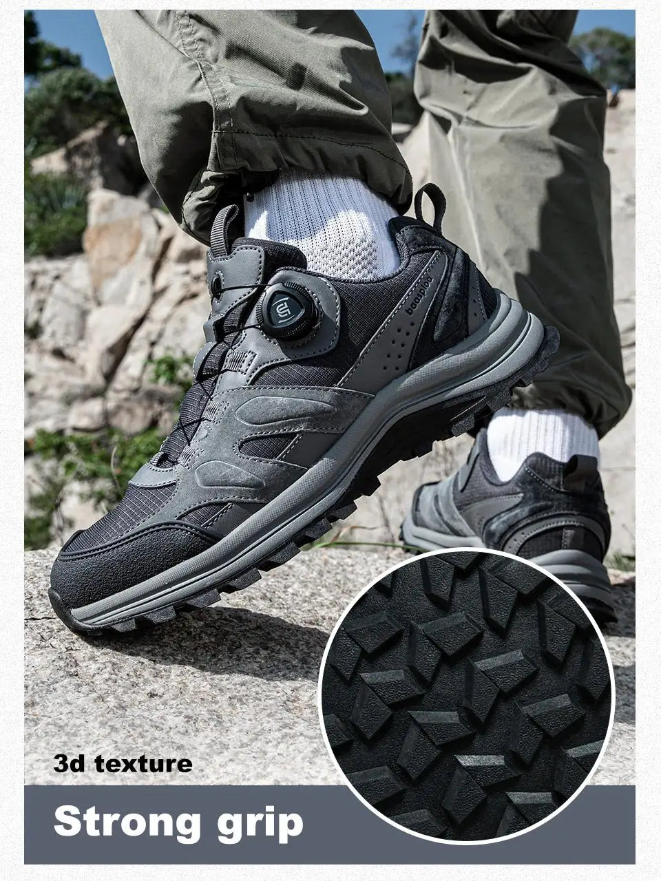 Baasploa Men's Hiking Shoes Non-Slip Wear-Resistant Outdoor Climbing Walking Shoes Comfort Inner Cotton Outdoor Sneakers
