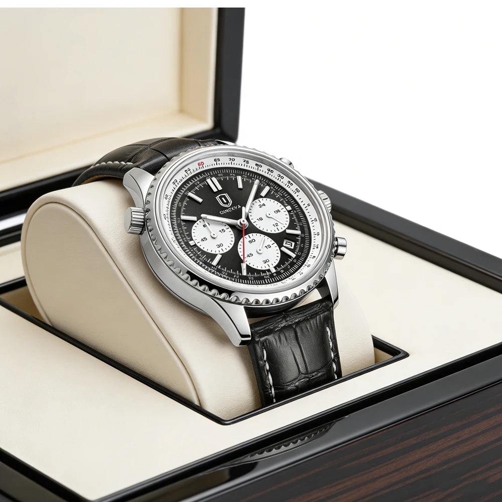 QINGXIYA Luxury Man Watch Quartz Waterproof Luminous Date Chronograph Leather Men Wristwatch Military Sports Men's Watches Reloj