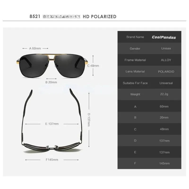 Huippulaatuiset alumiini-magnesium-neliönmuotoiset polarisoidut fotokromaattiset aurinkolasit miehille – sotilas-, turva- ja ajolasit Oculos De Sol Masculino