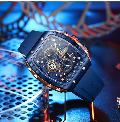 CURREN Men’s Luxury Square Quartz Chronograph Watch Waterproof, Luminous Dial & Date Display