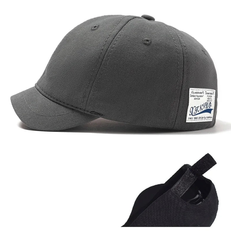 Czapka baseballowa dla mężczyzn z dużym daszkiem, z tyłu zamknięta, z krótkim daszkiem 5 cm, czapki z siateczki dopasowane do głowy, elastyczne czapki z całkowicie zamkniętym tyłem, rozmiary 56–60 cm, 61–65 cm
