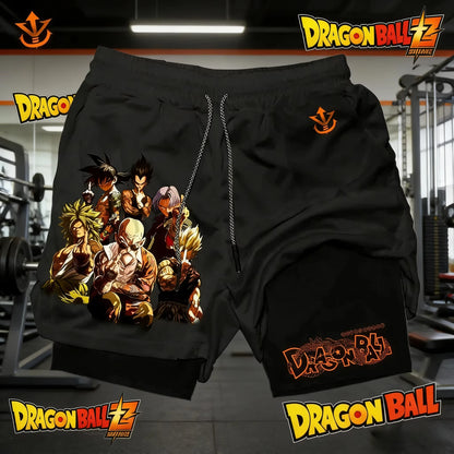 2026 Summer Dragon Ball Z Majin Buu 2-in-1 Double Layer Gym Shorts, Oversized Men's Fitness Retro Streetwear Unisex Athletic Y2k