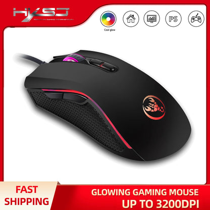 Popular Choice HXSJ A869 Optical Ergonomic RGB ABS 4-level Resolution Adjustment Wired Gaming Mouse for Laptop and PC