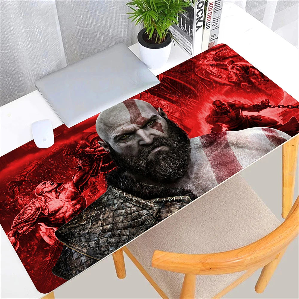 Large Game God of War Mousepad XL Desktop Natural  Rubber Desk Mat Kawaii Gaming Accessories Students Writing Pad Desk Mat 80x30