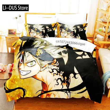 Black Clover Bedding Set Single Double Full Queen King Size Anime Duvet Cover Set For Adults Boys 2024 Quilt Cover Pillowcase