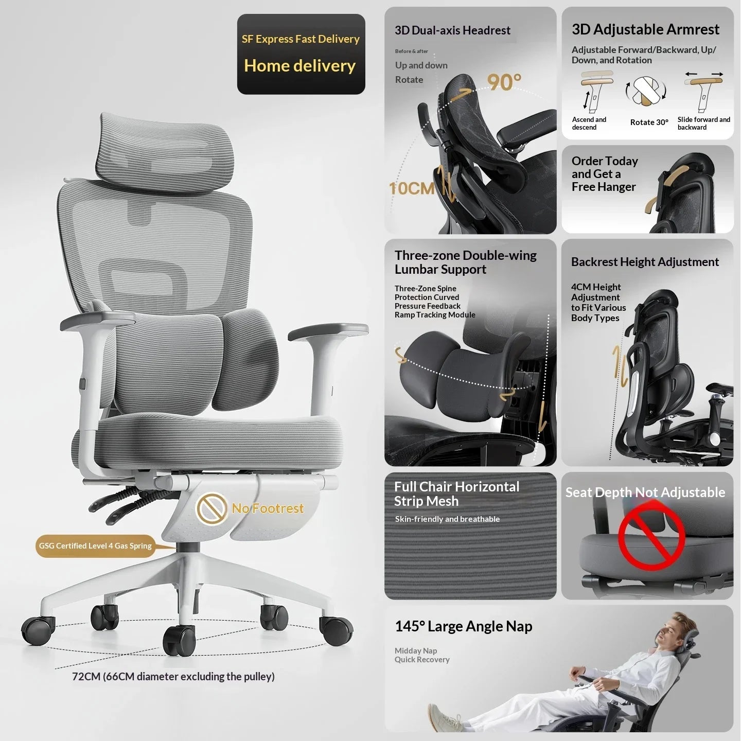 Modern Gaming Chair Racing Style Ergonomic Office Chair with Headrest & Footrest, Comfortable Gamer Desk Chair for Home, Computer Setup and Work