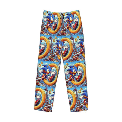 Custom Print Men's Soniced Pajama Pants Hedgehog Game Sleepwear Sleep Lounge Bottoms with Pockets