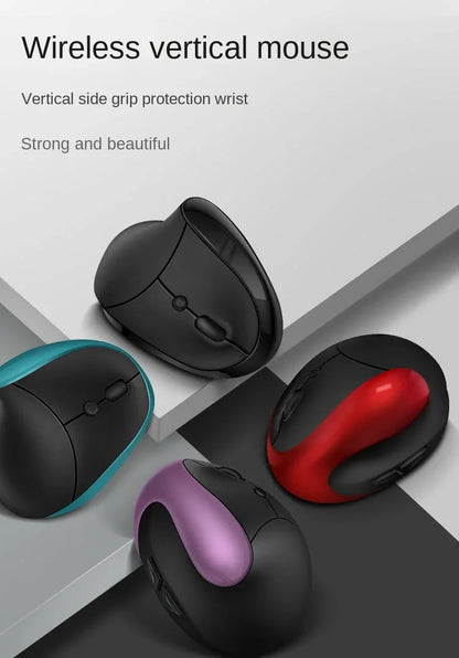 BTS-908 Mouse verticale ricaricabile di tendenza, mouse wireless ergonomico con ricevitore USB 2.4G, DPI regolabile fino a 1600 e 6 pulsanti