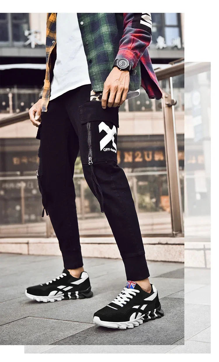 Brand Trend størrelse 46 47 48 slidstærke fitness-sneakers til mænd med støddæmpning, tyk sål og åndbare udendørs løbesko til mænd