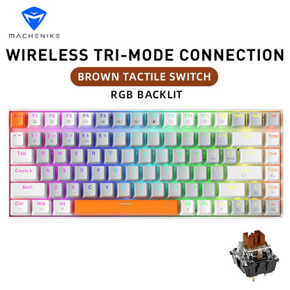 Machenike K500A-B84 Mechanical Keyboard 75% TKL Hot-Swappable Tri-Mode Wireless Gaming Keyboard RGB 84 Keys For PC Gamers Laptop