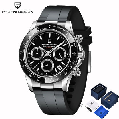 PAGANI DESIGN New Gold Blue Luxury Quartz Watch For Men Gift Box VK63 Movt Chronograph Sapphire Crystal Stainless Steel Watch