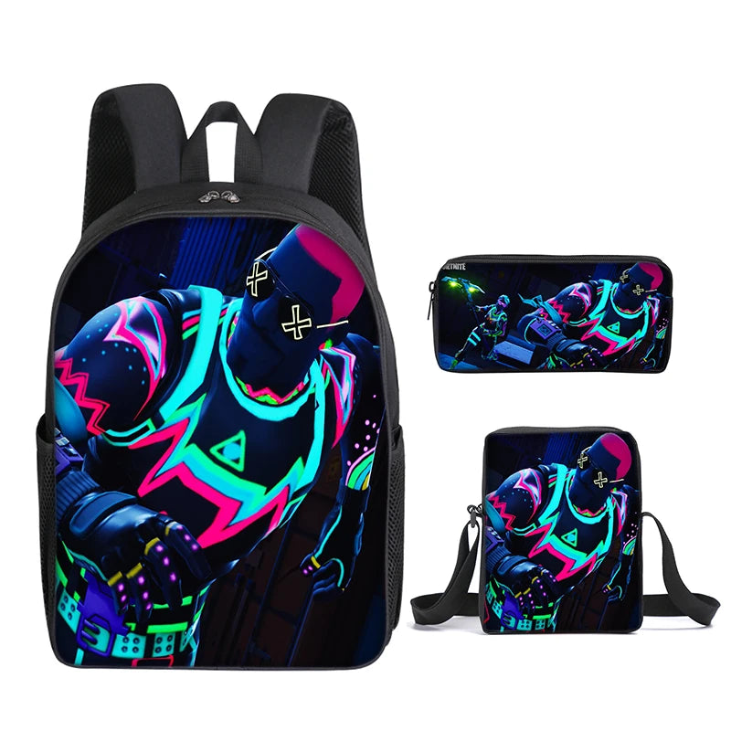 3pcs/set Fortnite Game Backpack Anime Cartoon Large Capacity Student Shcool Bags Pencil Bag Kawaii Lunch Bag Birthday Gifts