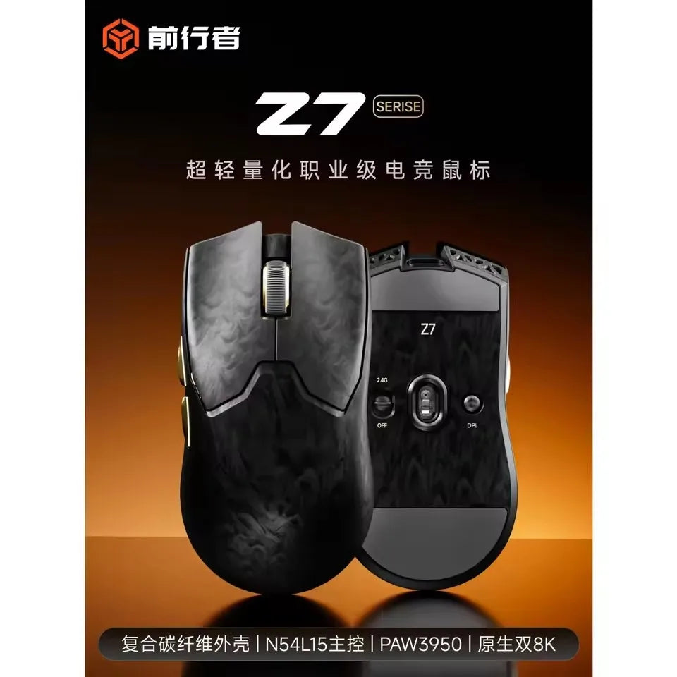 EWEADN Z7 Carbon Fiber vezeték nélküli egér Paw3950 Dual 8k, könnyű, közepes méretű, ergonomikus e-sport gaming egér FPS-hez, PC-kiegészítő