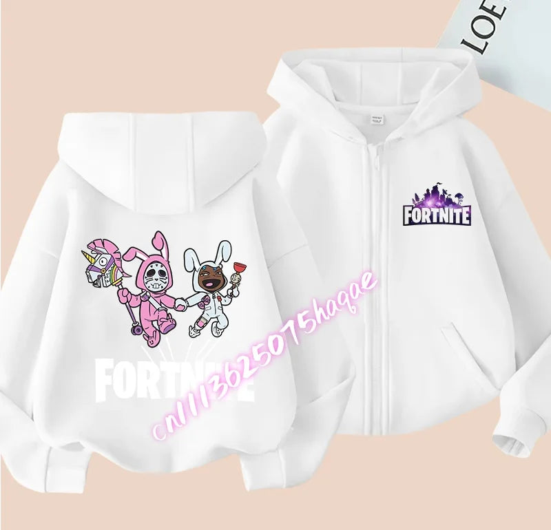 New Fortnites Children Hoodies Coat Cartoon Game Character Printed Zip Up Hoodie Child Autumn Jacket Winter Kids Boys Clothes