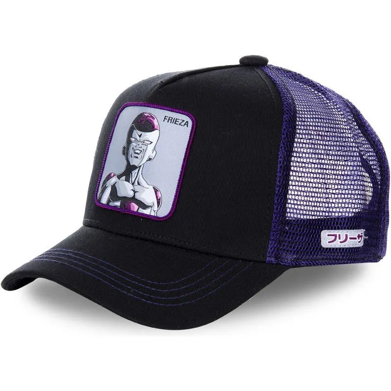 Dragon Ball Son Goku-Kappe, Sommer-Reisekappe mit Schirm, Herren-Kappe mit Stickerei, im Hip-Hop-Stil, Sonnenvisier, verstellbare Trucker-Kappe aus Netzstoff