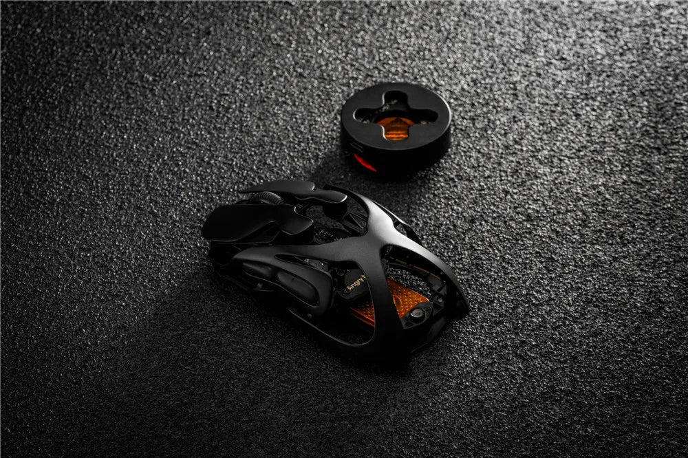 Mouse de gaming wireless Angry Miao Infinity, metalic, ultraușor, cu carcasă perforată, hot-swappable, PAW3950, Dual 8K, cu fir, tri-mode, portocaliu