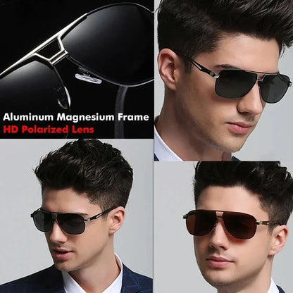 Huippulaatuiset alumiini-magnesium-neliönmuotoiset polarisoidut fotokromaattiset aurinkolasit miehille – sotilas-, turva- ja ajolasit Oculos De Sol Masculino