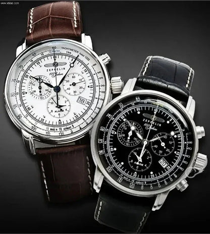 Zeppelin Airship Automatic Date Mens Leather Band Fashion Luxury  Business Casual Men Watches Gift Men's Waterproof Watch