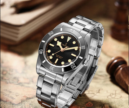 Cronos Luxury Men's Watches 37mm Diver BB54 Vintage Automatic Matt/ Aluminum Bezel Female End Links Sapphire 20 Bar L6033 M