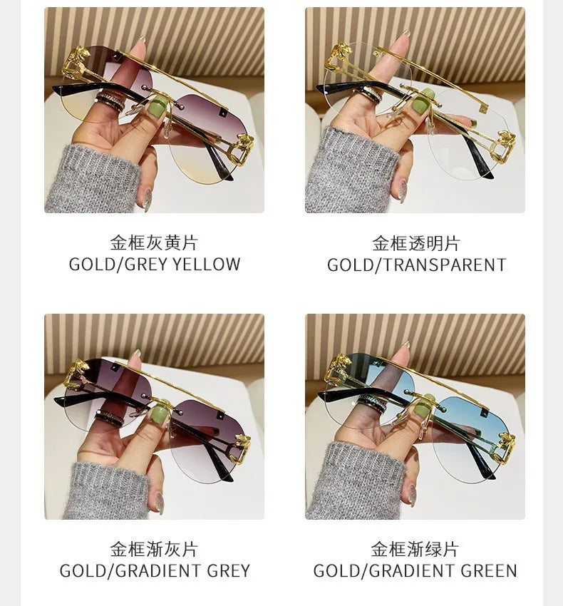 Dámské sluneční brýle bez obrouček, luxusní značkové, vintage, UV400, pánské sluneční brýle, Lunette, Shades De Soleil, Femme, Gafas De Sol Mujer, Lentes